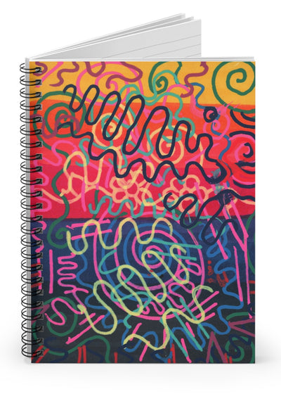 Colorful Squiggly Lines Spiral Notebook - Ruled Line