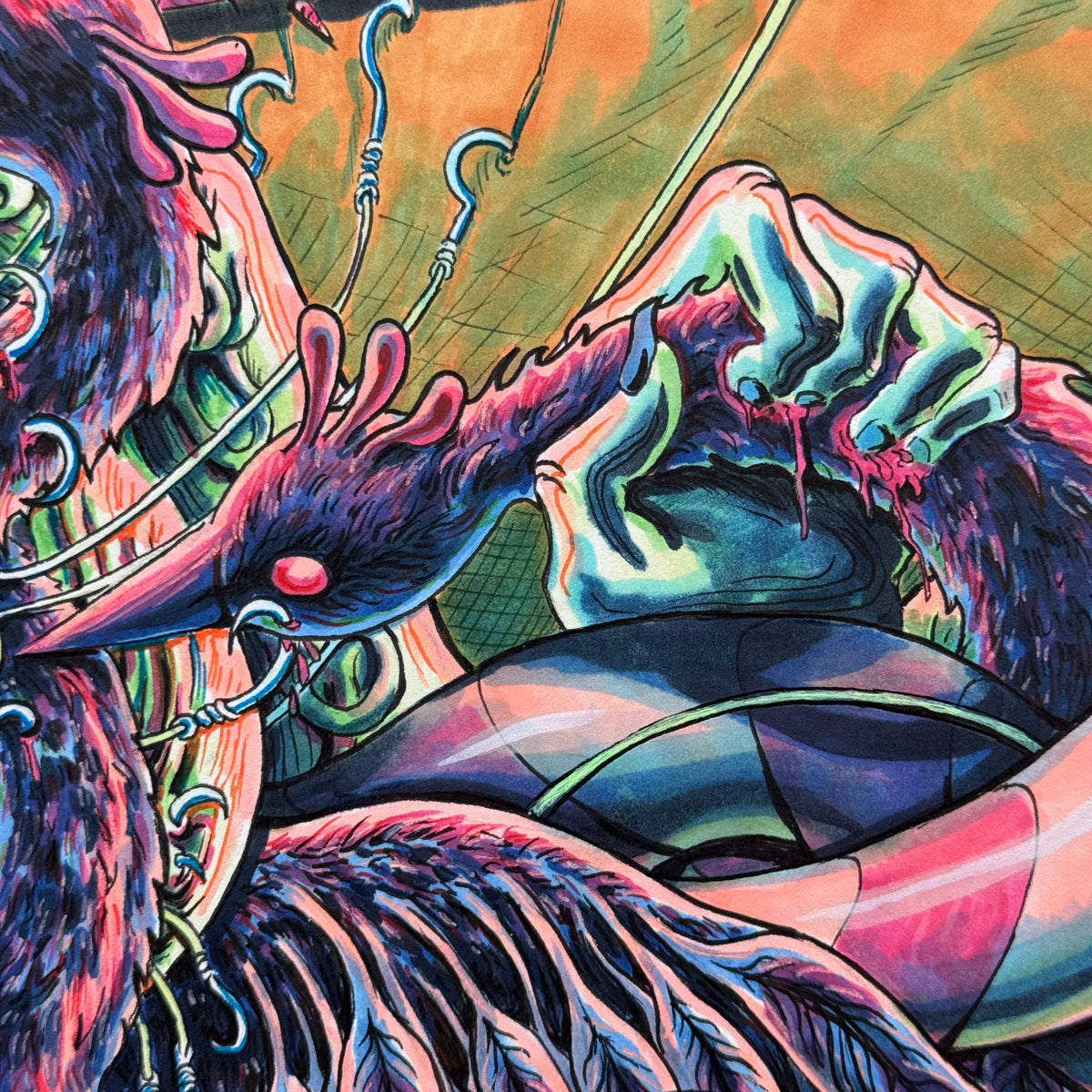 Early Bird gets the Intestinal Worm (Original Handmade Painting)